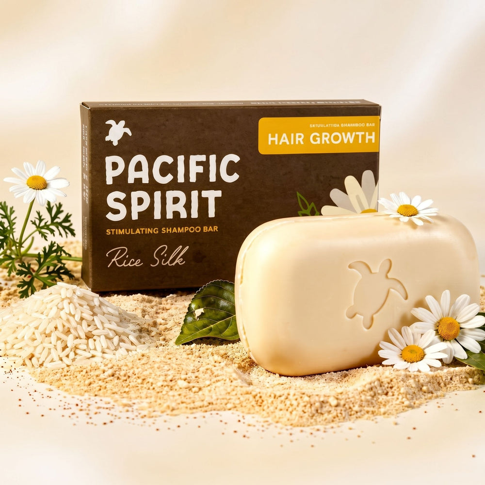 Pacific Spirit Rice Silk Hair Growth 2-in-1 Shampoo Bar for Thinning Hair, Rice Extract & Caffeine, 3.53 Oz