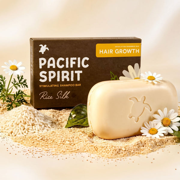 Pacific Spirit Rice Silk Hair Growth 2-in-1 Shampoo Bar for Thinning Hair, Rice Extract & Caffeine, 3.53 Oz