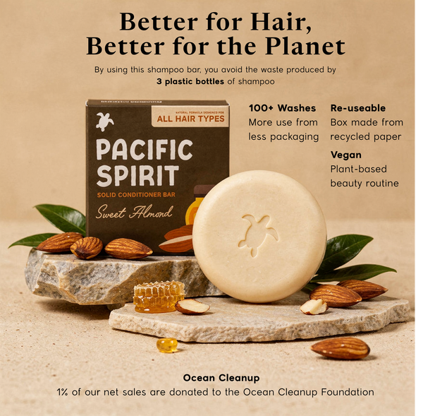 Conditioner Bar - Moisturizing for All Hair Types, with Almond Oil & Honey, Lightweight, SLS & Sulfate-Free, Vegan, Travel-Size, Zero Waste - 2.12 oz, 80-100 Washes