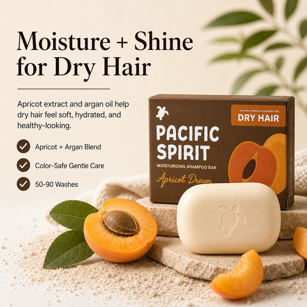 Pacific Spirit Apricot Dream Moisturizing Shampoo Bar for Dry Hair, Argan Oil & Apricot, 3.53 Oz