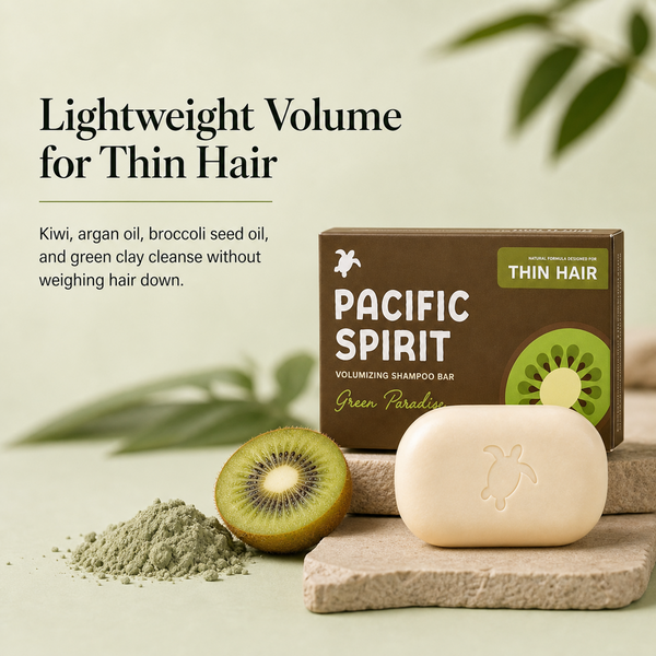 Pacific Spirit Green Paradise Volumizing Shampoo Bar for Fine Hair, 3.53 Oz