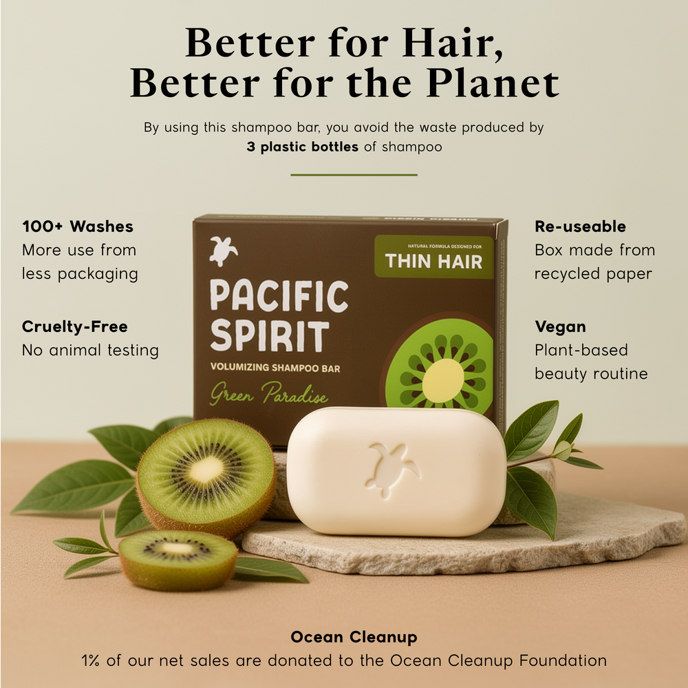 Pacific Spirit Green Paradise Volumizing Shampoo Bar for Fine Hair, 3.53 Oz