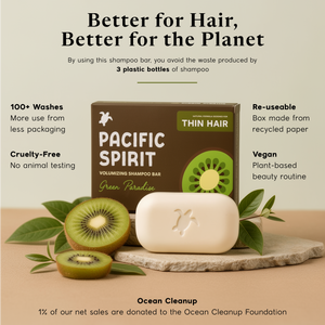 Pacific Spirit Green Paradise Volumizing Shampoo Bar for Fine Hair, 3.53 Oz