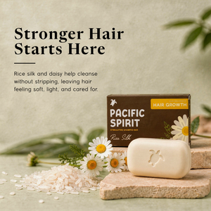 Pacific Spirit Rice Silk Hair Growth 2-in-1 Shampoo Bar for Thinning Hair, Rice Extract & Caffeine, 3.53 Oz